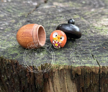 Load image into Gallery viewer, Tangerine & Mini House, the Ceramic Pixie Owl - Scandinavian Folk Inspired