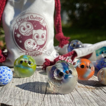 Load image into Gallery viewer, Surprise Glow MarbOwl Solo - Resin Owl - (please limit yourself to 2 or 3)