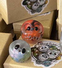 Load image into Gallery viewer, Surprise Glow MarbOwl Solo - Resin Owl - (please limit yourself to 2 or 3)