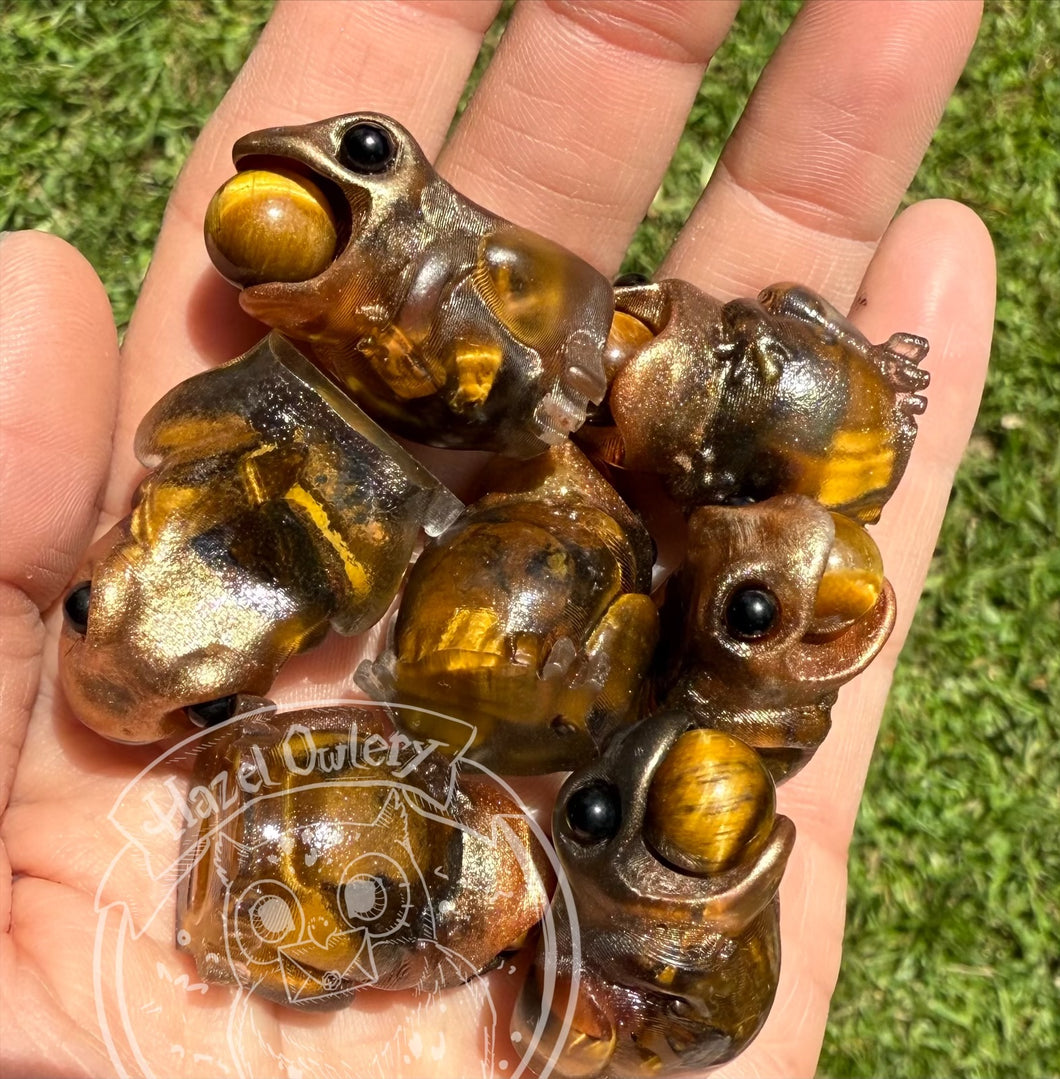 Tiger Eye lil' aaaah Froglet - Resin Art (please limit yourself to 2or 3)