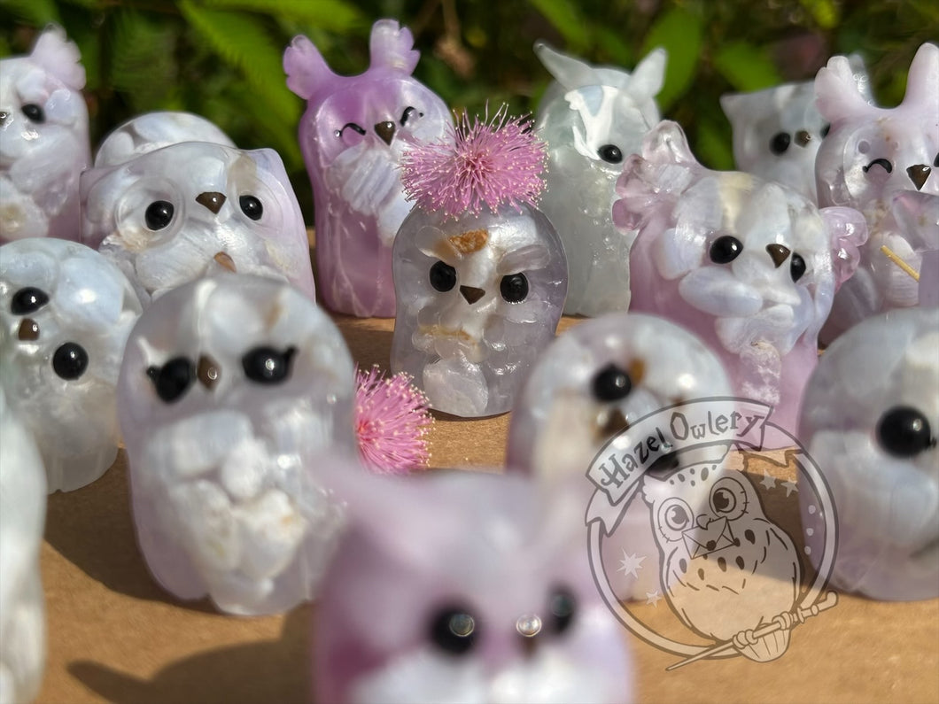 Blue Lace Agate Resin Owl -  (please limit to 2 or 3)