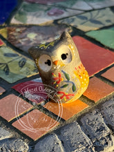 Load image into Gallery viewer, Linnea, the Ceramic Owl - Scandinavian Folk Inspired (twinflower or silver linden tree)
