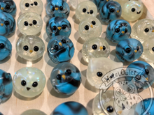 Load image into Gallery viewer, Blue &amp; Glow MarbOwl Pairs - Resin Owl - (please limit yourself to 2 or 3)
