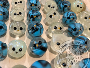 Blue & Glow MarbOwl Pairs - Resin Owl - (please limit yourself to 2 or 3)