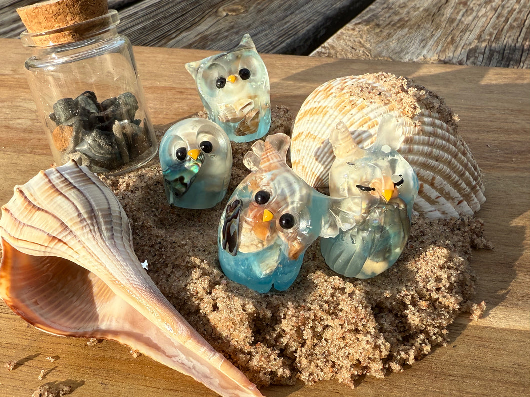 Beach Day - Resin Art Owl (please limit to 2 or 3)