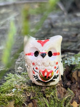 Load image into Gallery viewer, Maeve the Ceramic Owl - Folk Inspired (Irish mythological queen and warrior)
