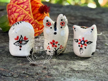 Load image into Gallery viewer, Maeve the Ceramic Owl - Folk Inspired (Irish mythological queen and warrior)
