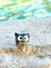 Load image into Gallery viewer, Denim, the Blue Ceramic Elf Owl

