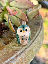 Load image into Gallery viewer, Sedum, the Dark Teal Ceramic Elf Owl
