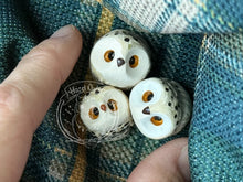 Load image into Gallery viewer, Bylur Snowy, Curious the Ceramic Elf Owl (Icelandic for snowstorm)
