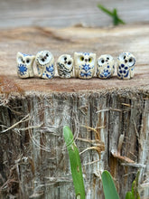 Load image into Gallery viewer, #3 Snow Spot &amp; Mini House, the Ceramic Pixie Owl -  Inspired ("Tiny")
