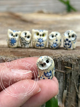 Load image into Gallery viewer, #2 Drobny &amp; Mini House, the Ceramic Pixie Owl - Blue Chinaware Inspired ("Tiny" in Czech)
